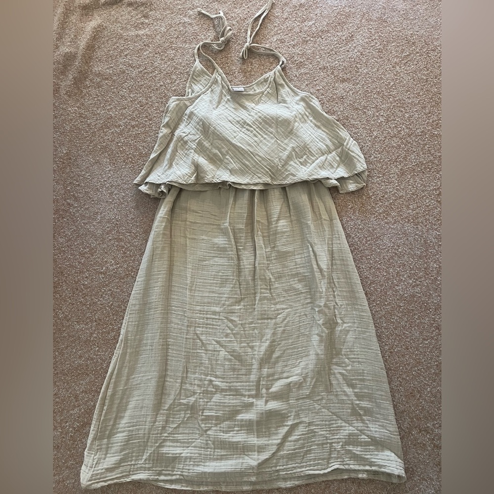 2 piece set! Tan Flowy Tank Top + Skirt Set